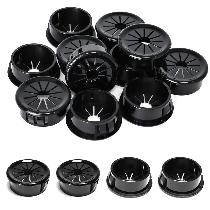 BOPOREAE 25 Pcs Cable Grommet, Snap Bushing 1" (25 mm) Mounting Diameter, Flexible Petal-Shaped Buckle Round Nylon Desk Grommet for Wires Through Countertop Cord Organizer and Protection, Black - Image 1